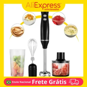 Kit Liquidificador e Processador 4 em 1 600W Portátil Mini Liquidificador Elétrico Processador de Alimentos Prático e Versátil para Cozinha