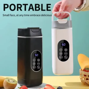 Liquidificador Elétrico Portátil Recarregável com Carregamento USB, Espremedor de Frutas Elétrico com 12 Lâminas e Copo para Extrair Gelo.