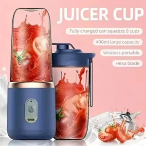 Liquidificador Elétrico Portátil com 6 Lâminas Multifuncional para Sucos Frescos, Smoothies e Triturador de Gelo - Ideal para Uso Doméstico