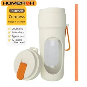 Liquidificador Elétrico Portátil com 12 Lâminas, Capacidade de 350ml, Misturador de Frutas e Sucos, Recarregável via USB, Ideal para Smoothies e Outros Preparo de Sucos.