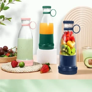 Mini liquidificador portátil elétrico com 6 lâminas para sucos de laranja e limão, carregamento USB, misturador de frutas e espremedor de frutas frescas.