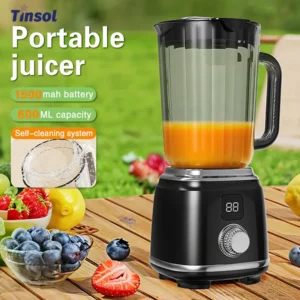 Liquidificador TINSOL New Home com 10 Lâminas, Bateria de 3000mAh, Multifuncional, com Botão de Preparo, Triturador de Gelo e Alta Eficiência na Extração de Sucos.