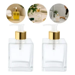 Kit 5 Porta Sabonetes Líquidos Vidro 250ml Dourado Seven Glass