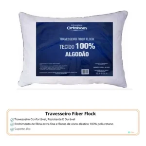 Travesseiro Ortobom Fiber Flock Com Zíper Antiácaros 50x20 cm