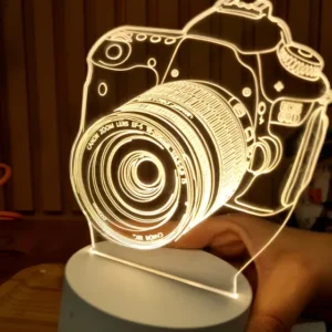 Luminária Câmera 60d, Fotográfica, Fotógrafo - Abajur 3d Branco