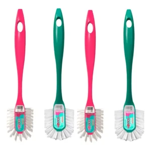 4x Escova Longo Alcance Multiuso Limpeza Cozinha Pia Noviça Verde