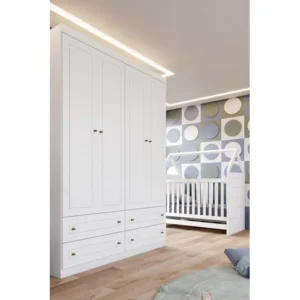 Guarda Roupa Infantil Americano 4 Pts Branco - Henn Teca
