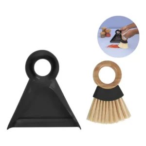Kit Escova Bambu E Pá Pequeno Para Limpeza Preto Oikos