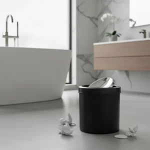 Lixeira Banheiro Tampa Basculante Inox Cesto 5l Escritório