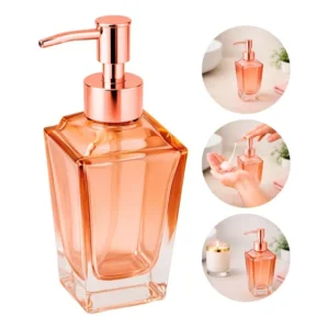 Porta Sabonete Líquido Seven Glass Vidro Trapézio Pirâmide Rosé 240ml