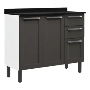 Bancada de cozinha Itatiaia em aço com 3 portas Florence cor grafite