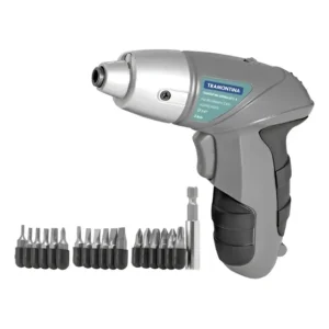 Parafusadeira 1/4 21 Peças Bateria Ni-cd 3,6 V- Tramontina Cinza 127/220v