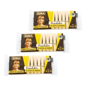 Pregador De Madeira Para Roupas Gina Pacote Com 36 Un