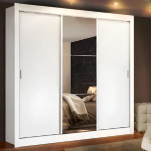 Guarda Roupa Casal Madesa Mônaco 3 Portas Correr Espelho Cor Branco 1093D81E