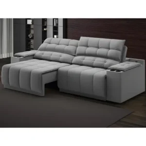 Sofá Com Usb Retrátil E Reclinável Samurai 2,50m Cor Grafite