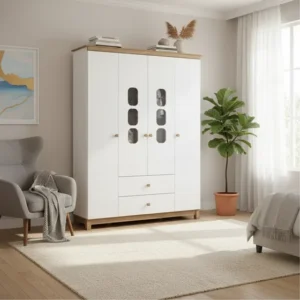 Guarda Roupa Inf. Aconchego 4 Pts Branco/jequitibá - Henn Teca