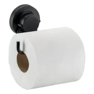 Suporte Papel Higiênico Papeleira Preto Com Ventosa Sem Furo