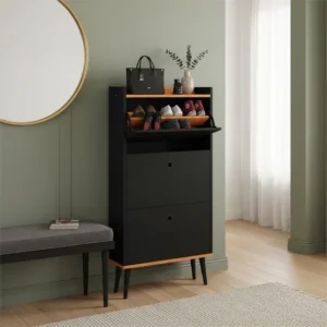 Sapateira Dark Retrô 3 Gavetas Basculantes - Diversas Cores Cor Preto - Cinamomo