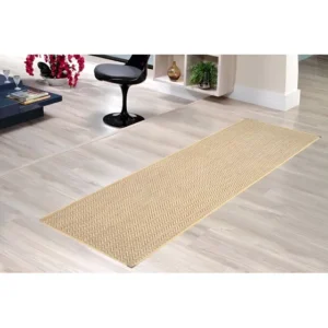 Passadeira Tapete Sisal Trilho 2,30 X 0,66 Antiderrapante Comprimento 2.3 M Cor Bege Desenho Do Tecido Cozinha Sala Quarto Largura 0.66 M