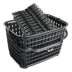 Cesto Com Alça Multiuso Preto + 60 Prendedores Roupas Pretos