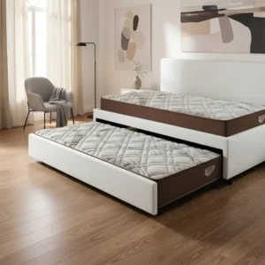 Bicama Viúva 126x208courino Branco C/ 2colchões Adorabile