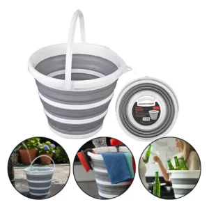 Balde Retrátil De Silicone Com Alça Dobrável Multiuso 10 L Branco