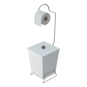Lixeira Com Suporte Cromado De Papel Higiênico Branca Branco