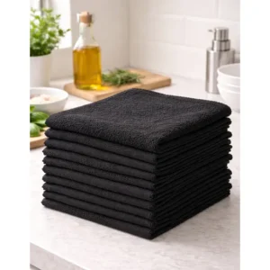 Kit 6 Panos De Prato Copa Felpa Atoalhado Algodão Preto Preto Atoalhado Gourmet