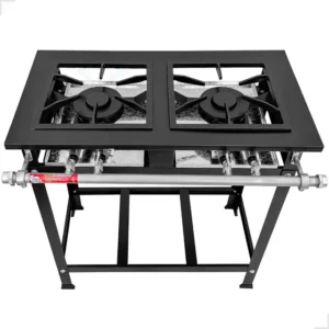 Fogão Industrial A Gás MetalFour 2 Bocas Duplas Baixa Pressão Queimadores Chama Dupla Reforçado Cozinha Gourmet Brinde Cooktop
