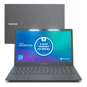 Notebook Positivo Vision C14 Lumina Bar Celeron 8gb 128gb Emmc Tela 14 Polegadas Hd Antirreflexo Windows 11 Tecla Link Cinza