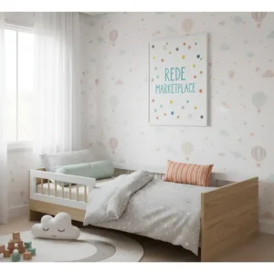 Cama Montessoriana Infantil Com Grades E Estrutura Baixa - Design Moderno Cor Branco Da Marca Completa Móveis, Modelo Aft015avbc