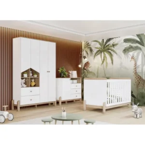 Guarda Roupa Infantil Ternura 4 Pts Branco/jequitibá - Henn Teca