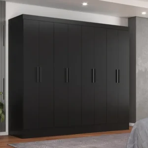 Guarda-Roupa Casal Yescasa Preto 8 Portas 4 Gavetas MDF Moderno Jatobá