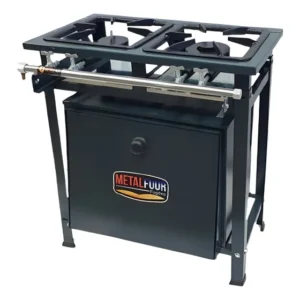 Fogão Industrial Duas Bocas Com Forno Baixa Pressão Premium Cinza Gás De Cozinha