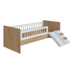 Cama Infantil Montessoriana de Solteiro Menino Menina com Escada, Escorregador e Grade de Proteção