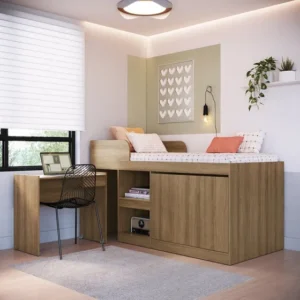 Cama Alta Multifuncional Solteiro Infantil/juvenil Com Ae