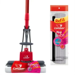 Rodo Esfregão Mágico De Esponja Pva Absorvente Com Refil Cor Vermelho