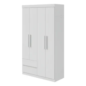 Guarda-roupa Solteiro Branco 4 Portas 2 Gavetas Zeus Móveis Lopas