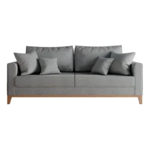 Sofá Mobly Beny 180 de 3 cuerpos tela linho color cinza