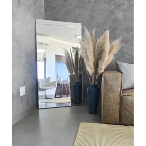 Espelho Decorativo Grande Chão Demoglass Slim Fit L 80cm Moldura Preto