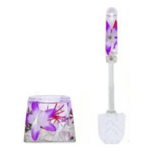Escova Sanitária De Limpeza Acrílico Banheiro Flores Retro