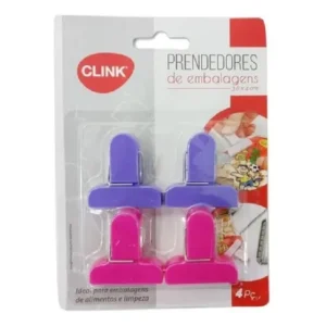 Prendedor Clipes Fecha Sacos Kit 4un - Plástico 3,8x4cm