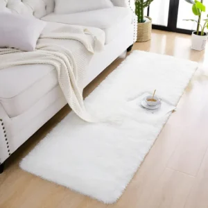 Passadeira Peluda Felpudo Branco 1,00x0,60 m Para Casa e Corredor