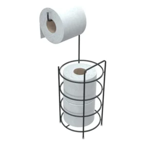 Porta Papel Higiênico De Chão Banheiro Preto Suporte 3 Rolos