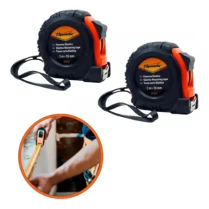 Kit 2 Trenas Sparta 5m de Aço Emborrachada com Trava e Clip para Cinto