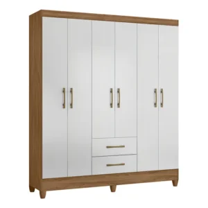 Guarda Roupa Casal 6 Portas 2 Gavetas Panamá - Moval Cor Naturale/branco
