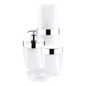 Kit Lavabo Banheiro Future Plástico Branco C/cromado 4 Peças Branco