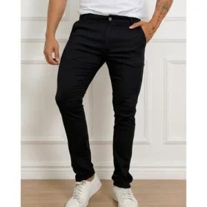 Calça Alfaiataria Masculina Sarja Bolso Faca Slim Lycra