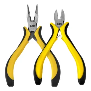 Kit Alicates EDA Eletrônica Corte Diagonal e Bico Meia Cana com Mola