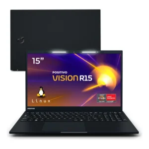 Notebook Positivo Vision R15 Lumina Bar, AMD Ryzen 5 8GB 256GB, Tela 15 polegadas Full HD Antirreflexo, Linux - Preto